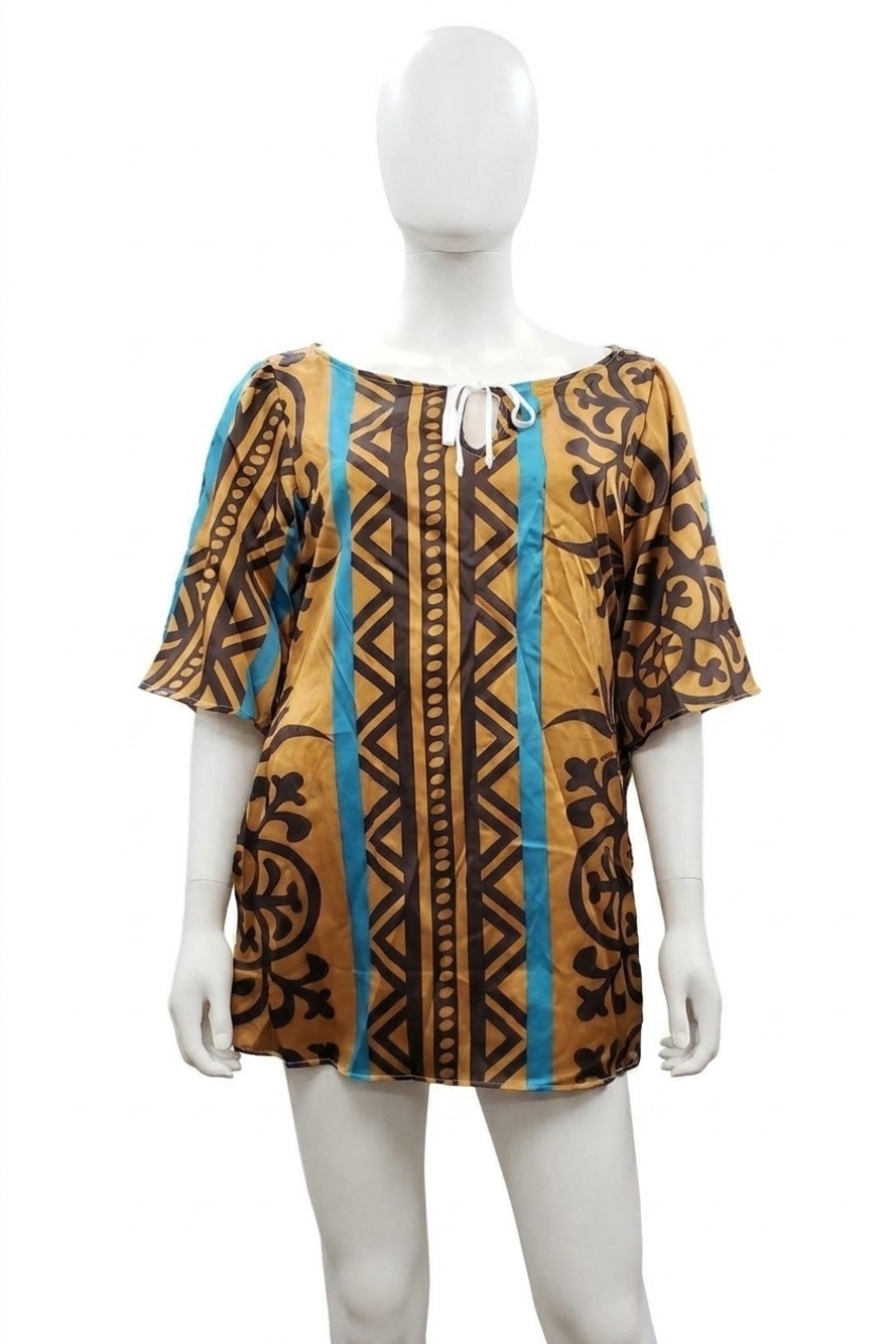NEW HALE BOB women's printed silk dress in camel